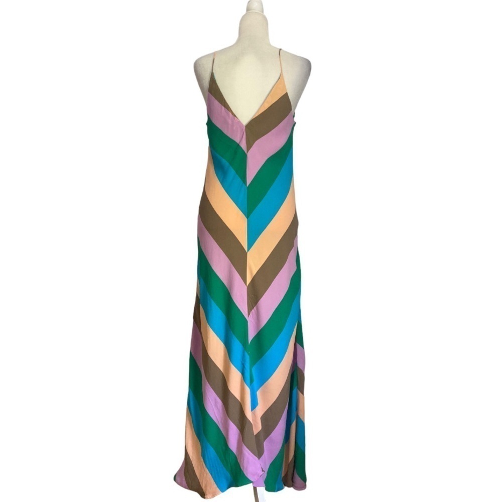 Tibi Julian Chevron Multi Stripe Maxi Slip Dress - image 6